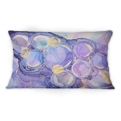 Coussin 12 po x 20 po mauve à motif floral abstrait et abstrait VI