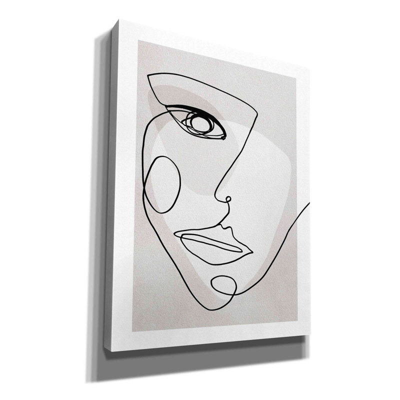 «Pervez Face Line 4» sur toile par Design Fabrikken, H 16 po x l 12 po x P 0,75 po