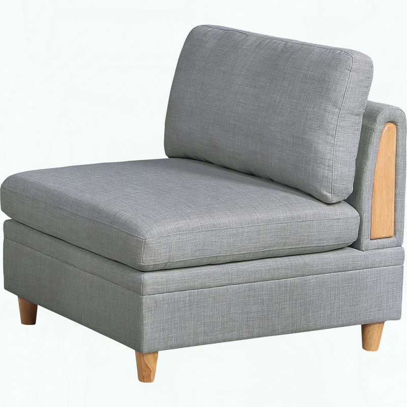 Fauteuil sans accoudoirs - tissu Dorris - pieds en bois, Gris clair