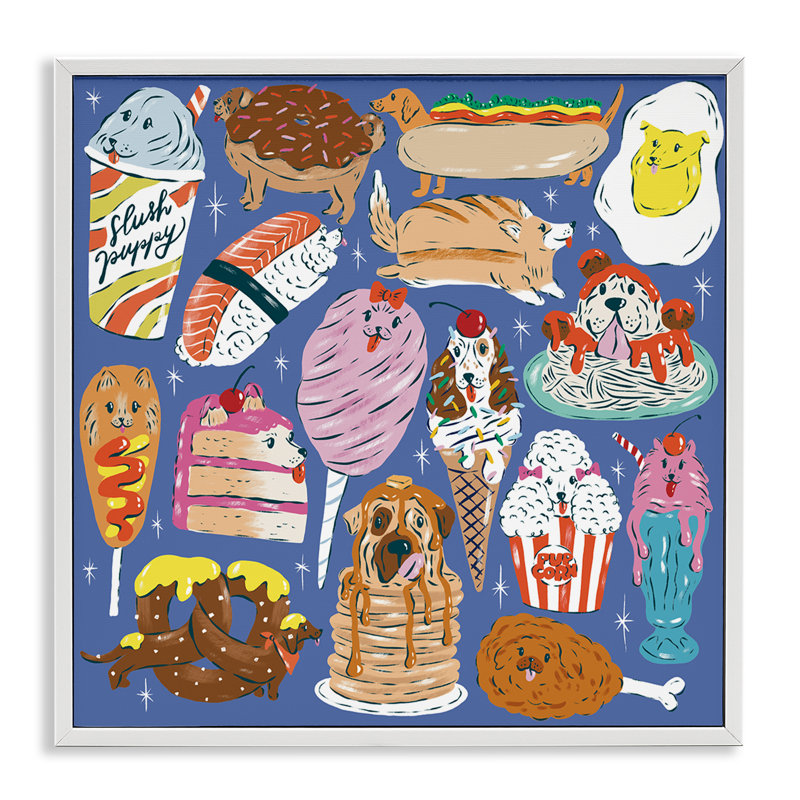 Illustration de nourriture pour chien, giclée encadrée, design par Krissy Mast, H 17 po x l 17 po