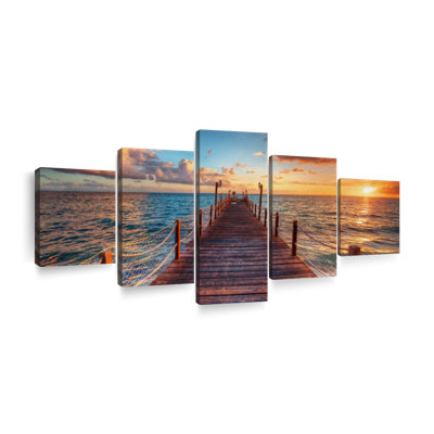 " Sunset Over Sea Dock " 5 - Pieces