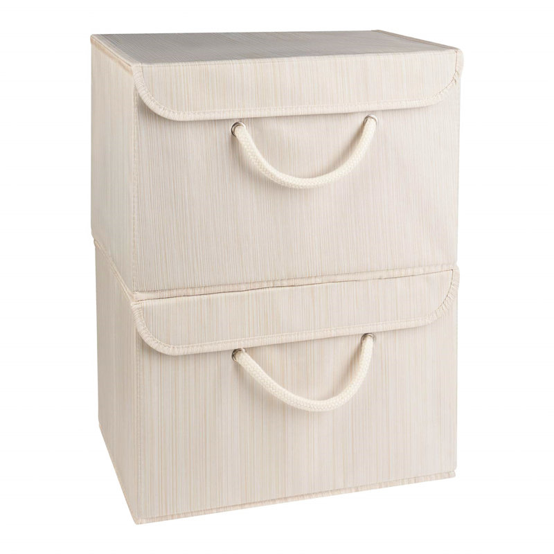 Marlow Home Co. fabric and canvas storage Fabric Decorative Bin, Beige, Pack of 2