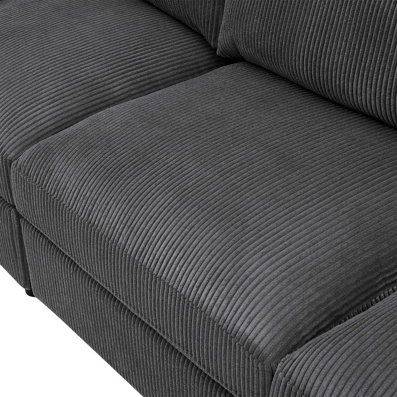 Canapé modulaire réversible en velours côtelé, Velours côtelé gris foncé, H 33 po x l 98 po x P 126,5 po