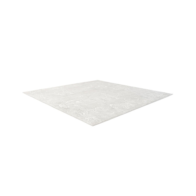 Whimsy Safari Animals Kid Rug, Gray/Ivory, Square 7'10" 