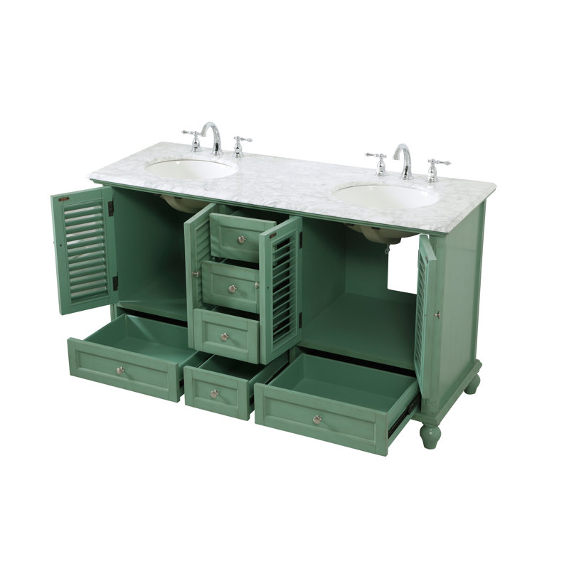 Ensemble de meuble-lavabo double 60 po Hansford, Vert clair