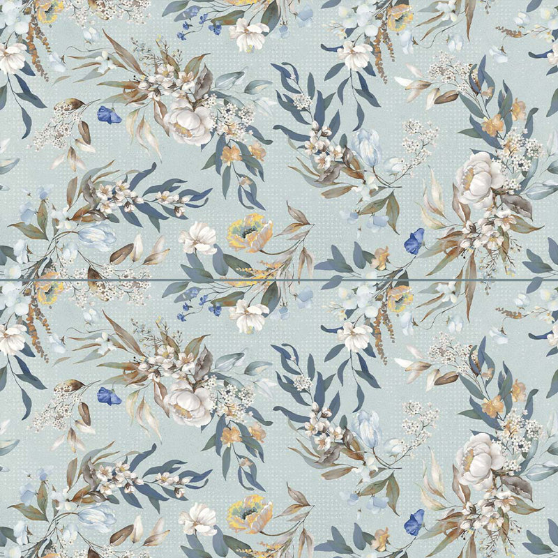 Bloom 24X48  Decorative Floral Wall Tile, Blue