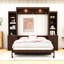 Grand lit escamotable en bois avec tablettes de rangement-224888323