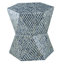 Tabouret de 17,6 lb à incrustations bleues avec lignes épurées pour le salon, table d'appoint fuselée 19 po x 19 po x 20 po et vestibule à motif linéaire