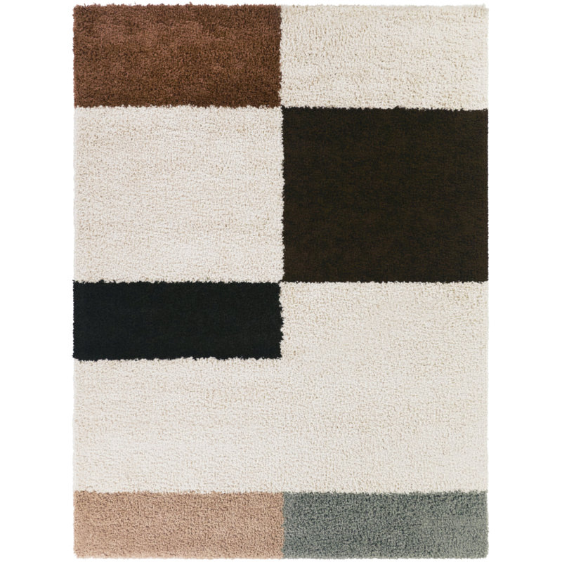 Daniel Brown/Rust Modern Color Block Area Rug, Rectangle 7'10" x 10'