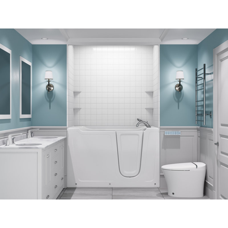 Bain de trempage de 60 po x 36 po avec robinet et siège intégré Crescendo, Droite