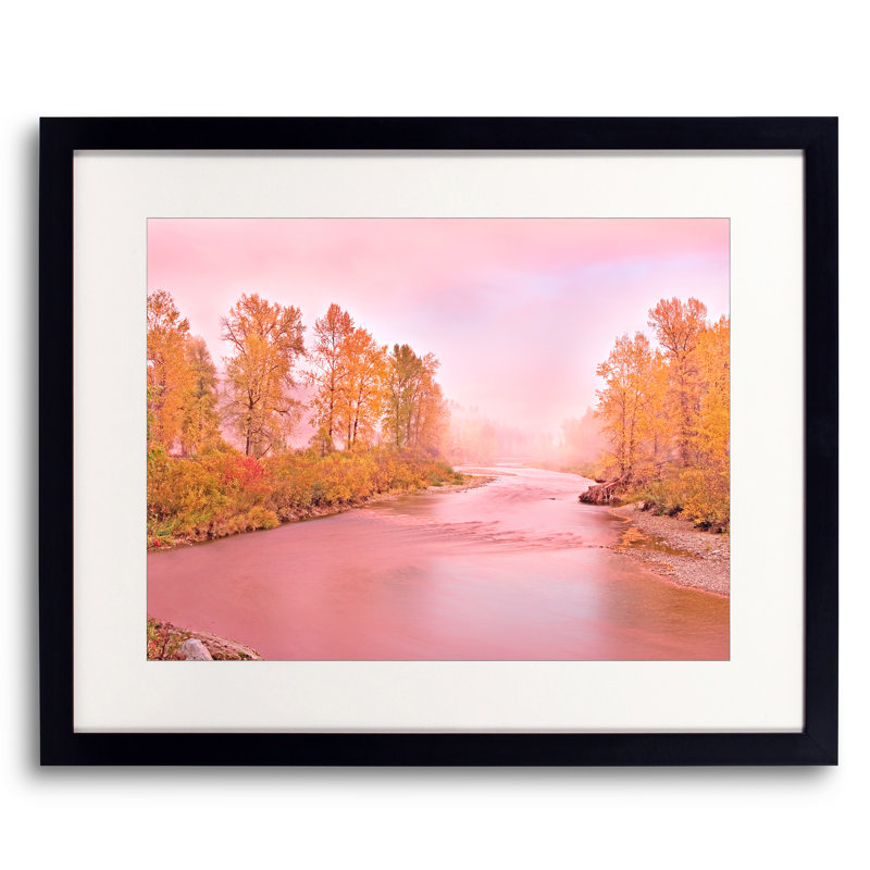 Magical Light at Sunset on River Framed Photographic Print Canvas, 16" H x 20" W, Black Framed Paper