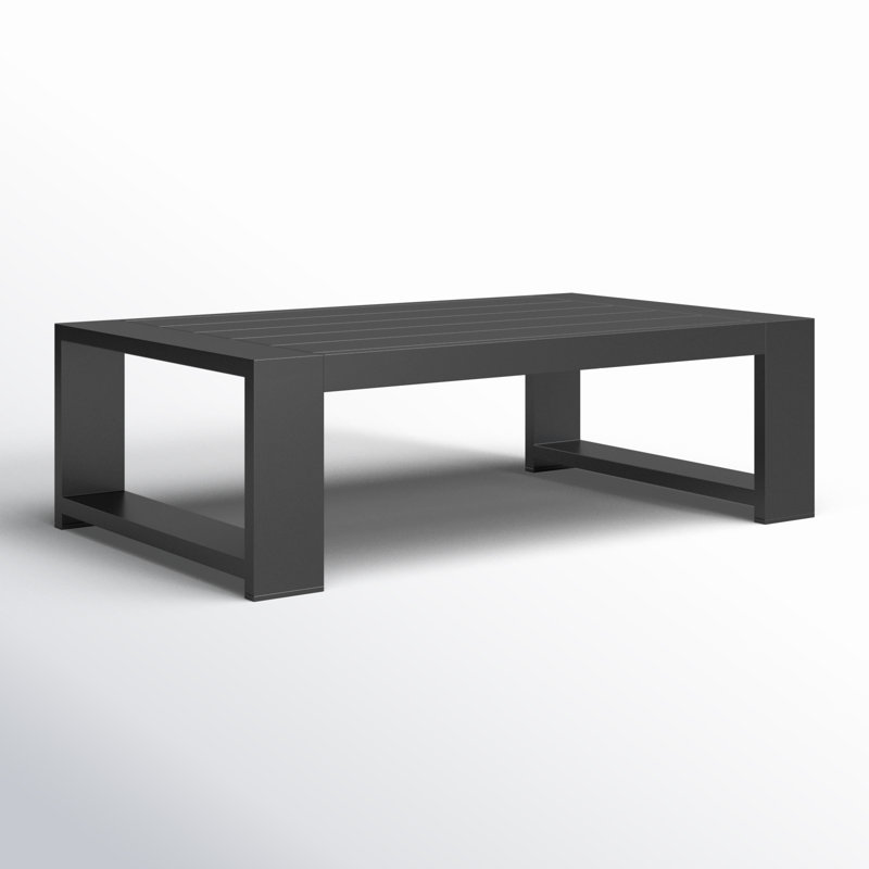 Hoyt 47.25” Outdoor Aluminum Coffee Table, Silver Gray