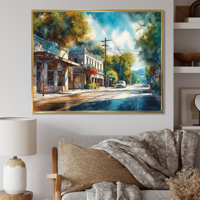 «Blue and Green Small Town In California», reproduction sur toile