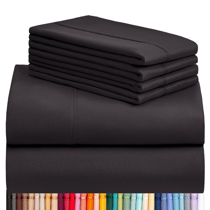 Luxclub 4 PC Black King Silky Soft Cooling Extra Deep Pocket Performance Sheet Set, Black, King Sheet Set with 2 pillowcases