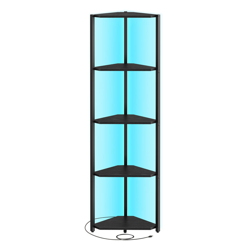 5-Tier Corner Bookcase with LED Lights