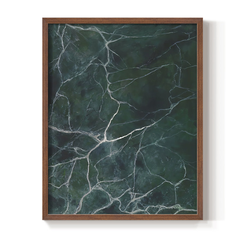 Jade Marble II, reproduction encadrée - bois massif, Brun, H 28 po x l 22 po