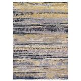 Hand Knotted Abstract Area Rug in Silver/Sand/Navy