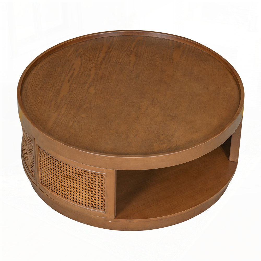 Dakota Fields Round Cane Coffee Table with PE Rattan Side | Wayfair