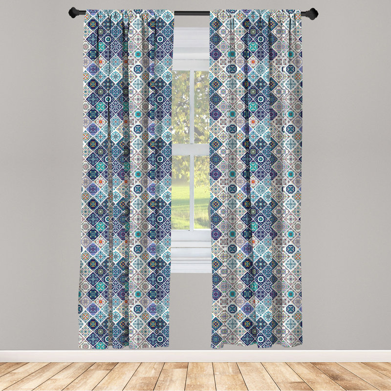 Geometric Semi-Sheer Rod Pocket Curtain Panels, 28" W x 95" L