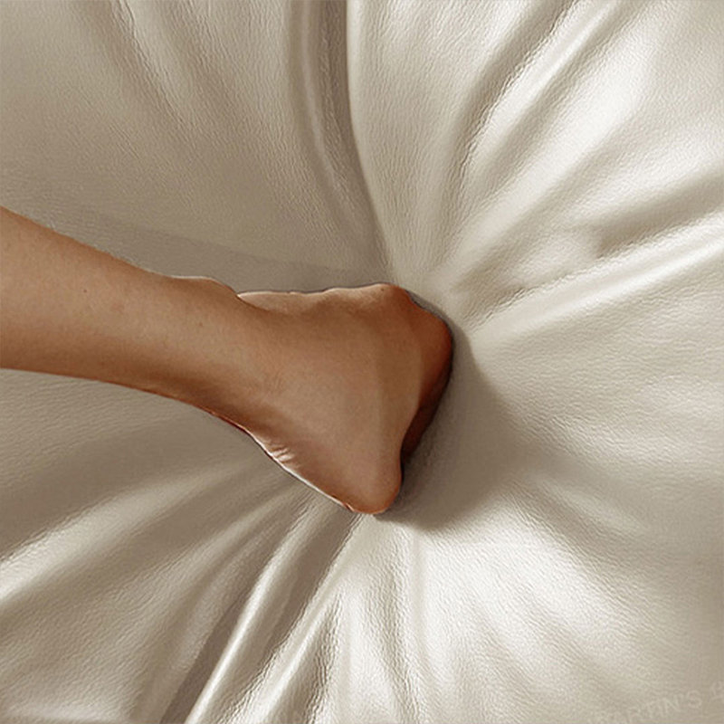 Canapé-coussin modulaire en similicuir couleur riz abricot, H 34,25 po x L 102,36 po x l 39,37 po