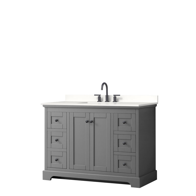 Avery 48'' Dark Gray Single Freestanding Vanity with Carrara Marble Top