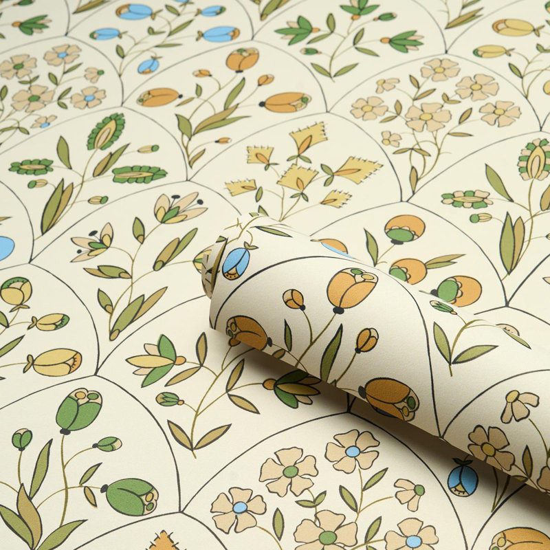 Frances Scallop Floral Wallpaper, Off White