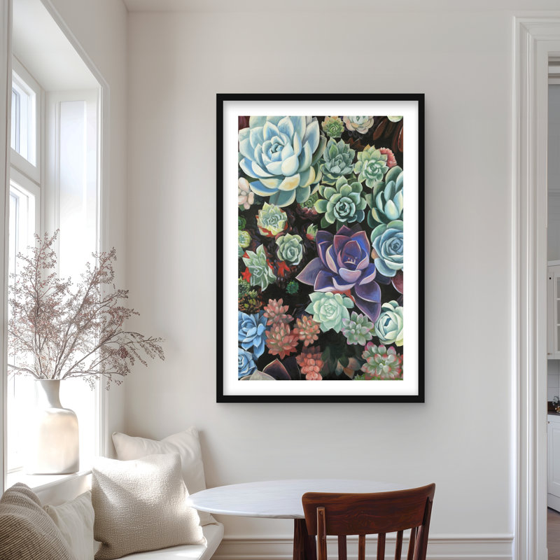 Beautiful Succulents - Cactus, reproduction florale encadrée pour la décoration