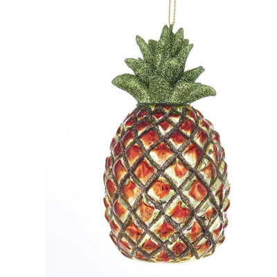 Kurt Adler Noble Gems Glass Ornament for Christmas Tree, Pineapple