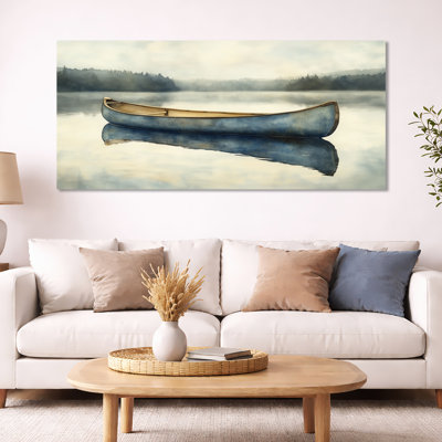 Soft Canoe Lake II - Blue Lakeside Wall Art