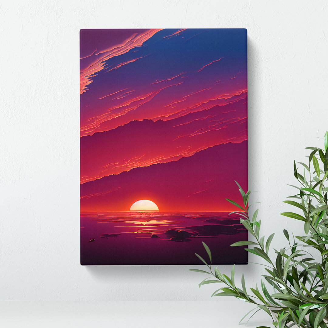 Unreal Ocean Sunset - Wrapped Canvas