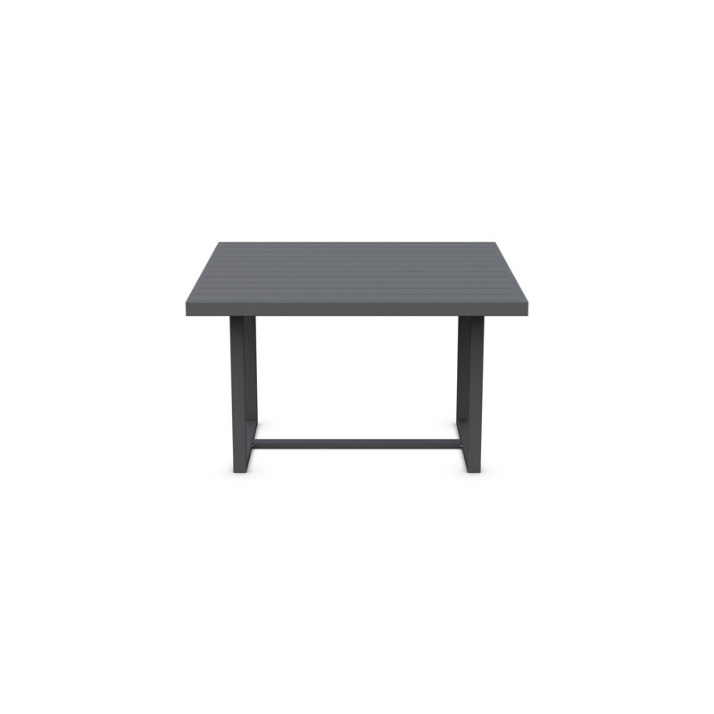 Pavia 48" Power Coated Aluminum Dining Table, Matte Charcoal