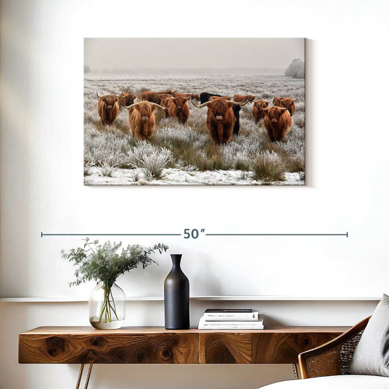 Winter Highland Cows, H 24 po x l 36 po