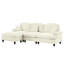 Canapé modulaire Comfy à 3 places en L blanc beige, tissu Mid-Century, chenille, accoudoirs évasés et volants détachables-544251639