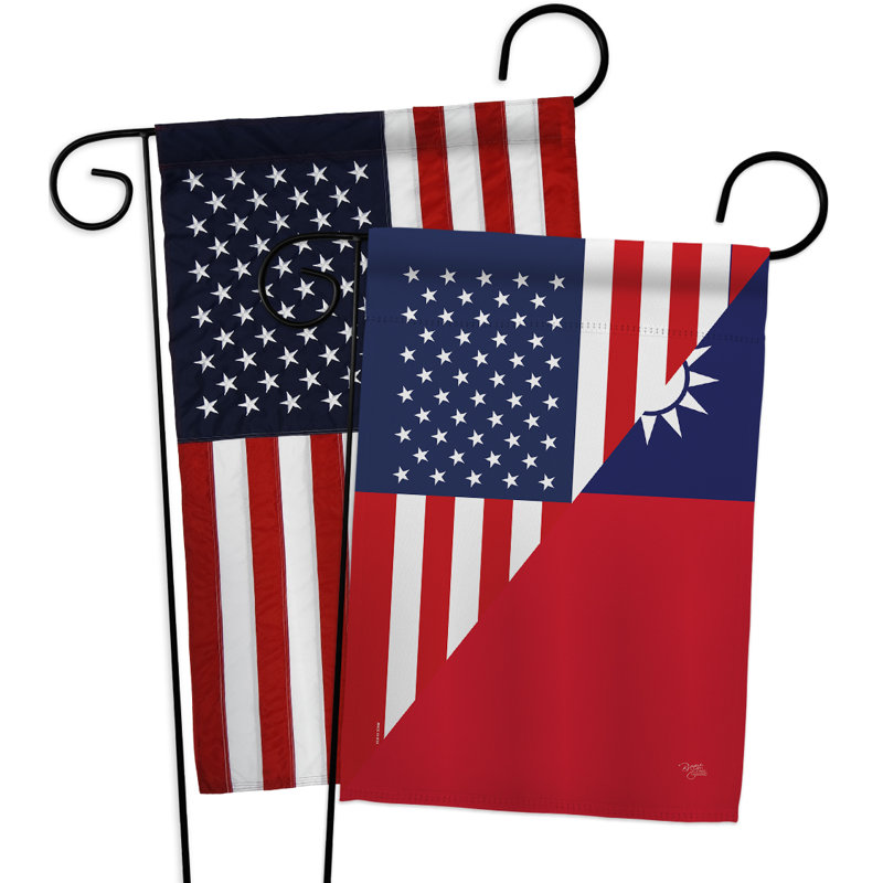 L’applique décorative américaine à 2 faces 18,5 x 18,5 po d’american taiwan friendship-impressions drapeau de jardin en polyester