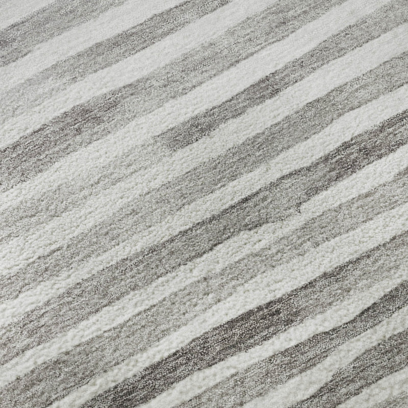 Red and Gray Synthetic Washable Rectangular Rug, 46" x 30"