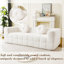 Canapé moderne désossé avec coussins décoratifs circulaires, tissu en polyester à poils longs texturé litchi doux pour la peau, tissu à carreaux-995629965-995629967-995629966