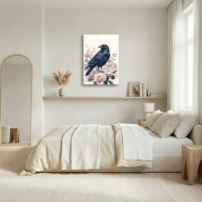 Crow Floral Canvas Wall Art Oil Painting Print Set Of 1