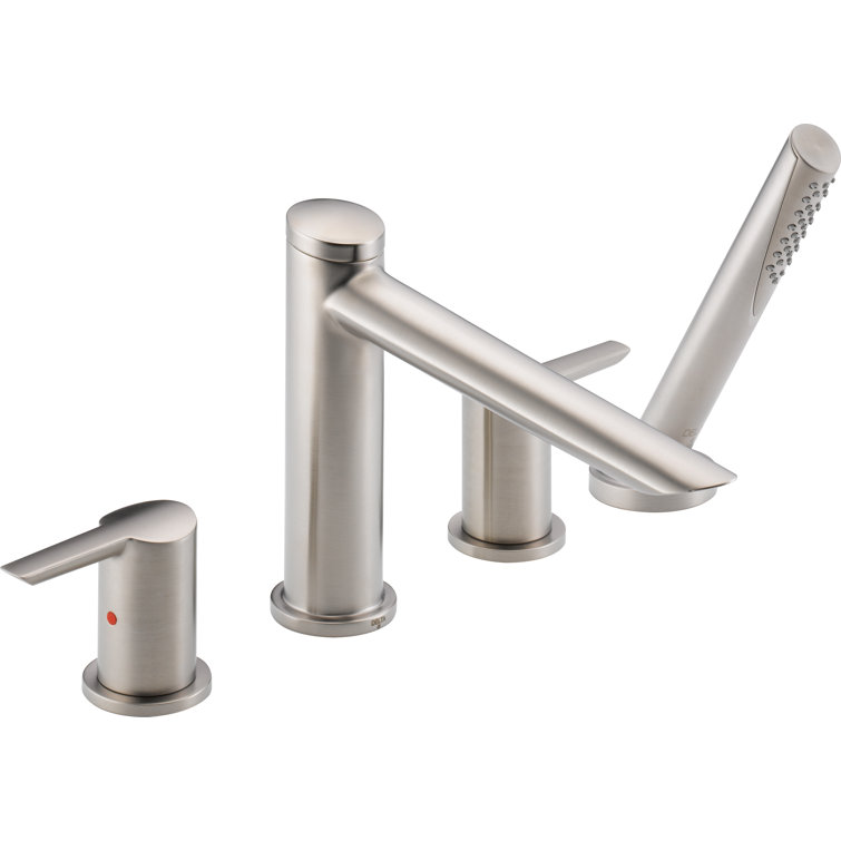 Compel Double Handle Deck Mounted Roman Tub Faucet Trim with Handshower