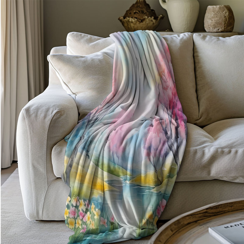 Couverture de sherpa 1 pièce Whimsical Spring Garden, Lit simple