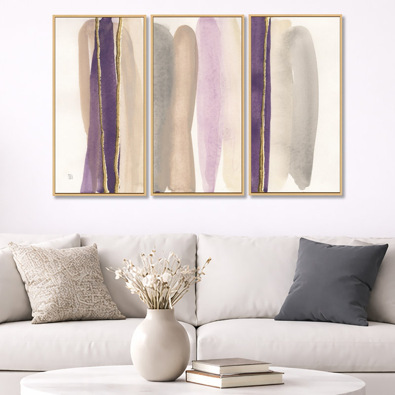 Shape Of Glam - ensemble d'art mural encadré sur toile Shabby Elegance, par 3, H 32 po x l 48 po, Érable