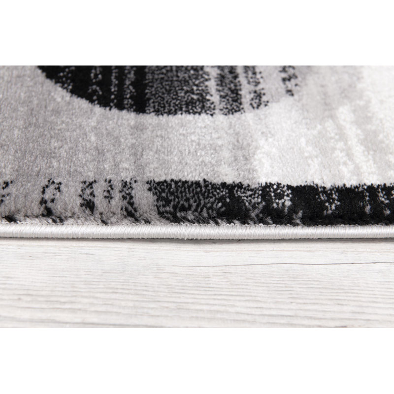 Dillup-Jones Abstract Grey Area Rug, Runner 3' x 15'