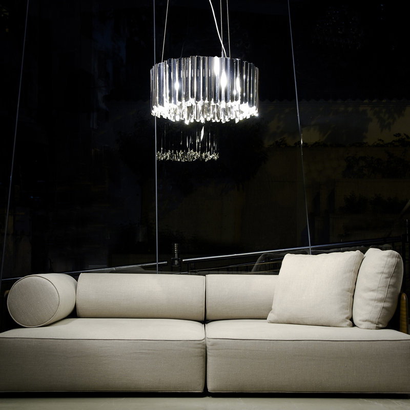 Lustre cylindrique unique/unique Facet, H 11,8 po x l 23,6 po x P 23,6 po, Acier inoxydable poli