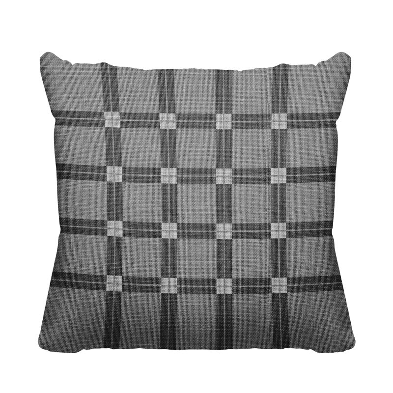 Plaid Outdoor Reversible Throw Pillow, 15" W x 15" H, Gray