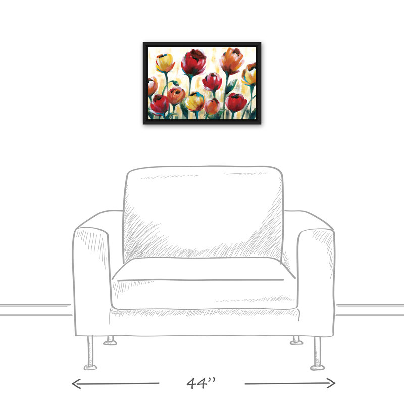 « tulipes », reproduction d’art sur toile tendue, H 12 po x l 18 po x P 1,25 po, Cadre noir