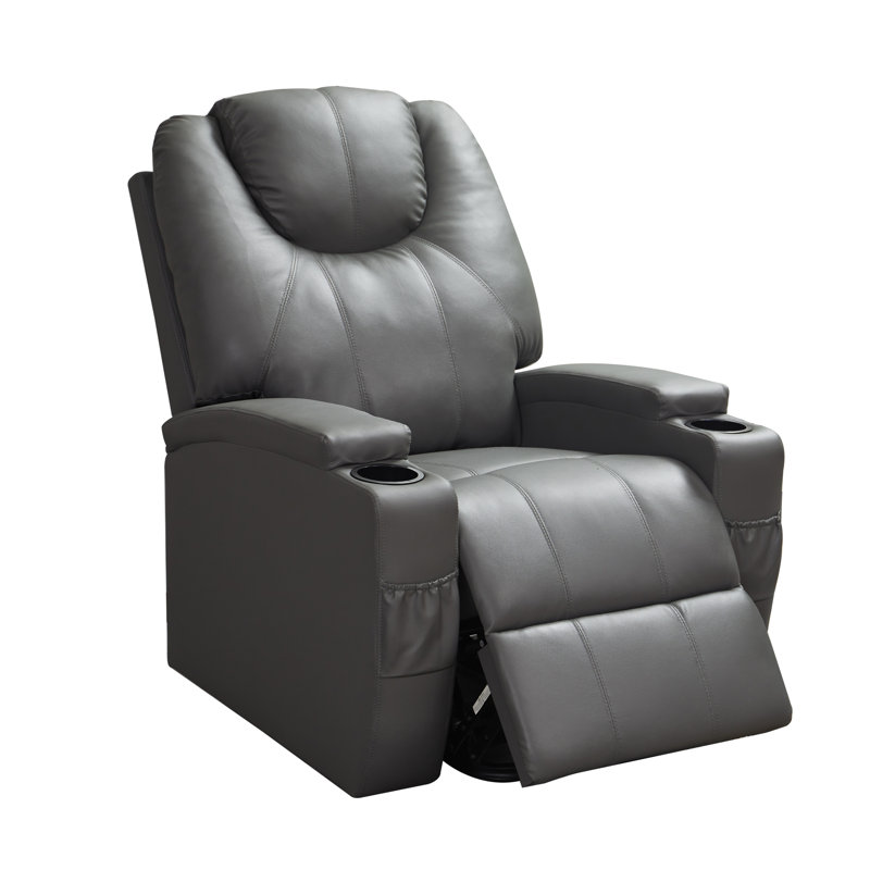 Fauteuil inclinable électrique en cuir Vegan, Similicuir gris