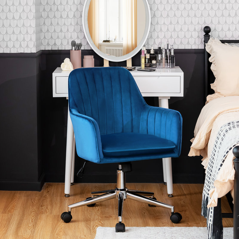 Chaise de travail en velours Trouville, Bleu
