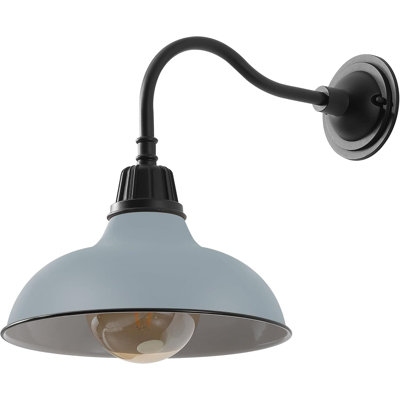 12.25-Inch Farmhouse Industrial Led Wall Sconce Light For Indoor And Outdoor Use, Gooseneck Arm Design With Wide Metal Shade