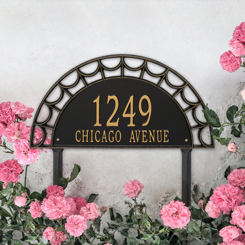 Plaque d'adresse sur 2 lignes Signature Series, Noir, Or, Oui
