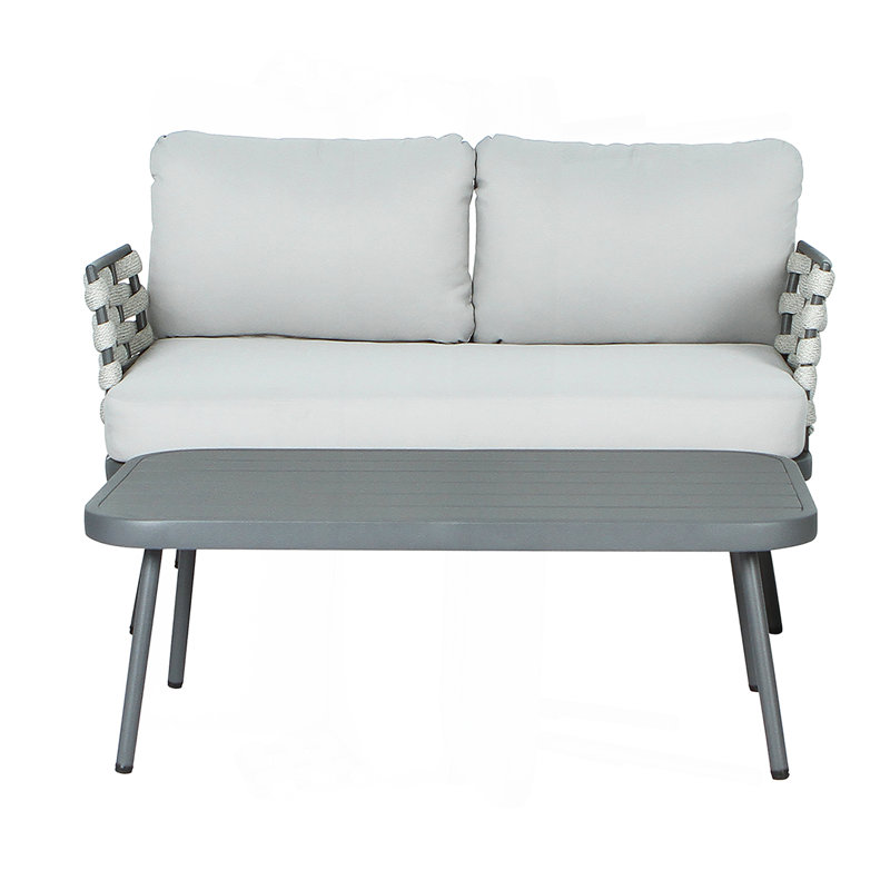 Causeuse et table en acier, gris, Noir/gris, Gris