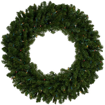 Couronne de Noël artificielle 36 po pré-éclairée en pin canadien